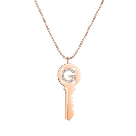 key diamond titanium steel plated rose gold necklace's discount tags