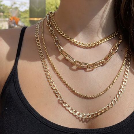 popular punk hip-hop style multi-layer metal thick chain necklace's discount tags