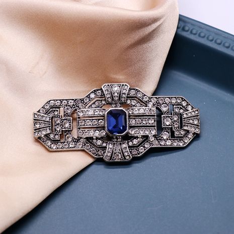Retro blue diamonds retro simple silver brooch  NHOM271498's discount tags