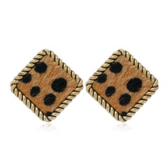 fashion metal retro round leopard print earrings