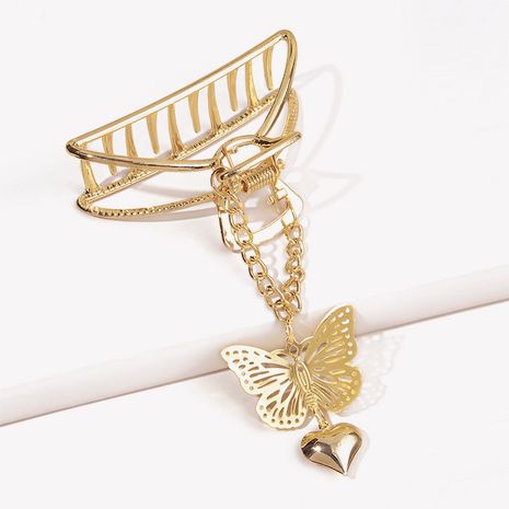 Metal three-dimension catching clip butterfly heart pendant hairpin NHGE272126's discount tags
