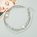 neue Mode einfache mehrschichtige Metallschnalle kurze glnzende Perlenkettepicture10