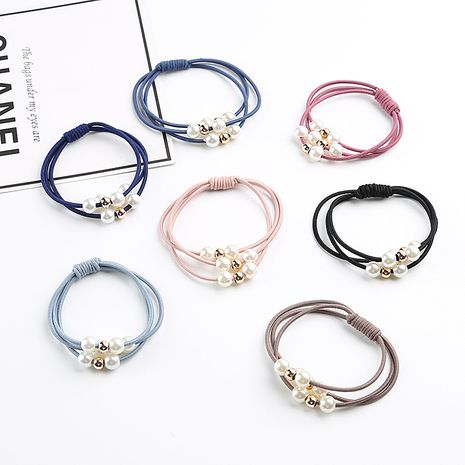 Nine beads Korean pearl elastic multi-layer hair rope's discount tags