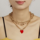 INS Cool Style Twin MultiLayer Red Heart Necklace European and American Fashion Choker Hip Hop Hiphop Clavicle Chainpicture1