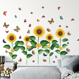 neue Wand Schmetterling Sonnenblume Sockel Wohnzimmer Schlafzimmer Kindergarten Layout Wandaufkleberpicture11