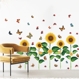 neue Wand Schmetterling Sonnenblume Sockel Wohnzimmer Schlafzimmer Kindergarten Layout Wandaufkleberpicture12