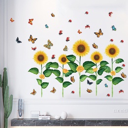 neue Wand Schmetterling Sonnenblume Sockel Wohnzimmer Schlafzimmer Kindergarten Layout Wandaufkleberpicture13