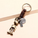 Retro handwoven movable cartoon robot leather keychainpicture8