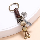 Retro handwoven movable cartoon robot leather keychainpicture9