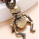 Retro woven movable cartoon robot bronze skull leather keychainpicture10