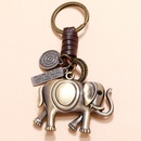 Retro  creative handwoven alloy elephant  cowhide keychainpicture7