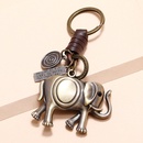 Retro  creative handwoven alloy elephant  cowhide keychainpicture8