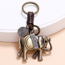 Retro  creative handwoven alloy elephant  cowhide keychainpicture9