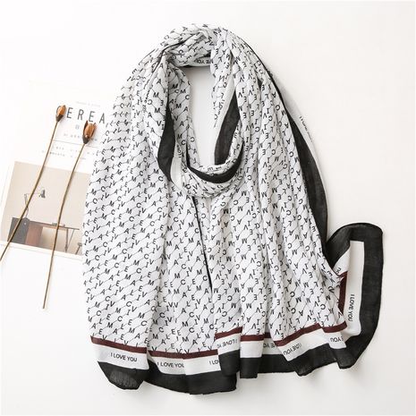 Bufanda cálida de algodón y lino de seda con letras de moda's discount tags