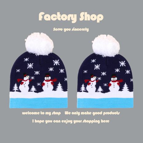 woolen ball Christmas snowman knitted hat's discount tags