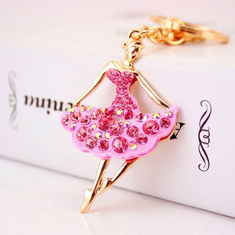 Kuxi Ornament Alloy Rhinestone Ballet Girl Car Key Ring Women Bag Accessories Key Chain Small Gift's discount tags