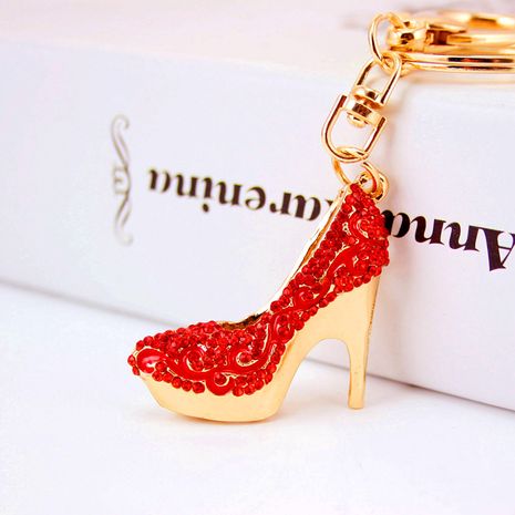 Creative cute women's shoes high heels  diamond-studded car keychain's discount tags