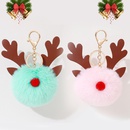 Christmas Gift Elk Fur Ball Pendant 8CM Rex Rabbit Pompom PU Antler keychainpicture4