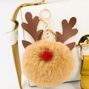 Christmas Gift Elk Fur Ball Pendant 8CM Rex Rabbit Pompom PU Antler keychainpicture7