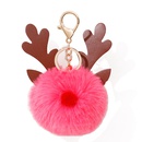 Christmas Gift Elk Fur Ball Pendant 8CM Rex Rabbit Pompom PU Antler keychainpicture8