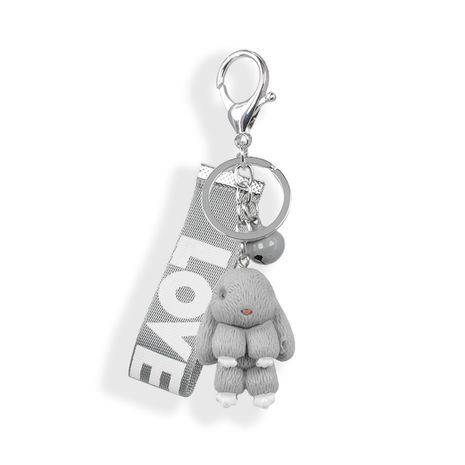 cute rabbit shape bell Love braided belt keychain's discount tags