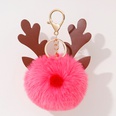 Christmas Gift Elk Fur Ball Pendant 8CM Rex Rabbit Pompom PU Antler keychainpicture10