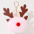 Christmas Gift Elk Fur Ball Pendant 8CM Rex Rabbit Pompom PU Antler keychainpicture12