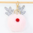 Christmas Gift Elk Fur Ball Pendant 8CM Rex Rabbit Pompom PU Antler keychainpicture16