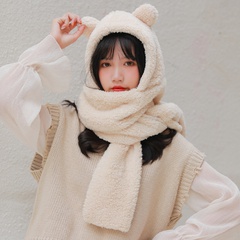 Herbst und Winter 2021 Korea mit Hut, Schal, kleiner Bär, ein weiches Mädchen, süßer Gehörschutz, Schal Anzug, warm im Winter