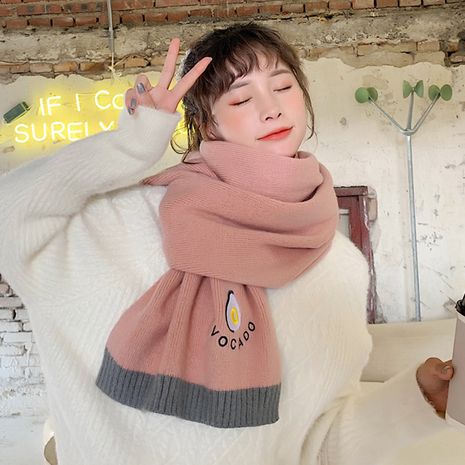 winter Korean thickened long warm pure color wool knitted scarf's discount tags