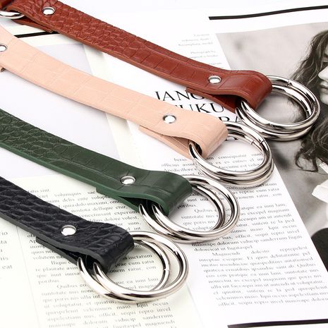 New   pattern double ring buckle belt  NHJN273104's discount tags