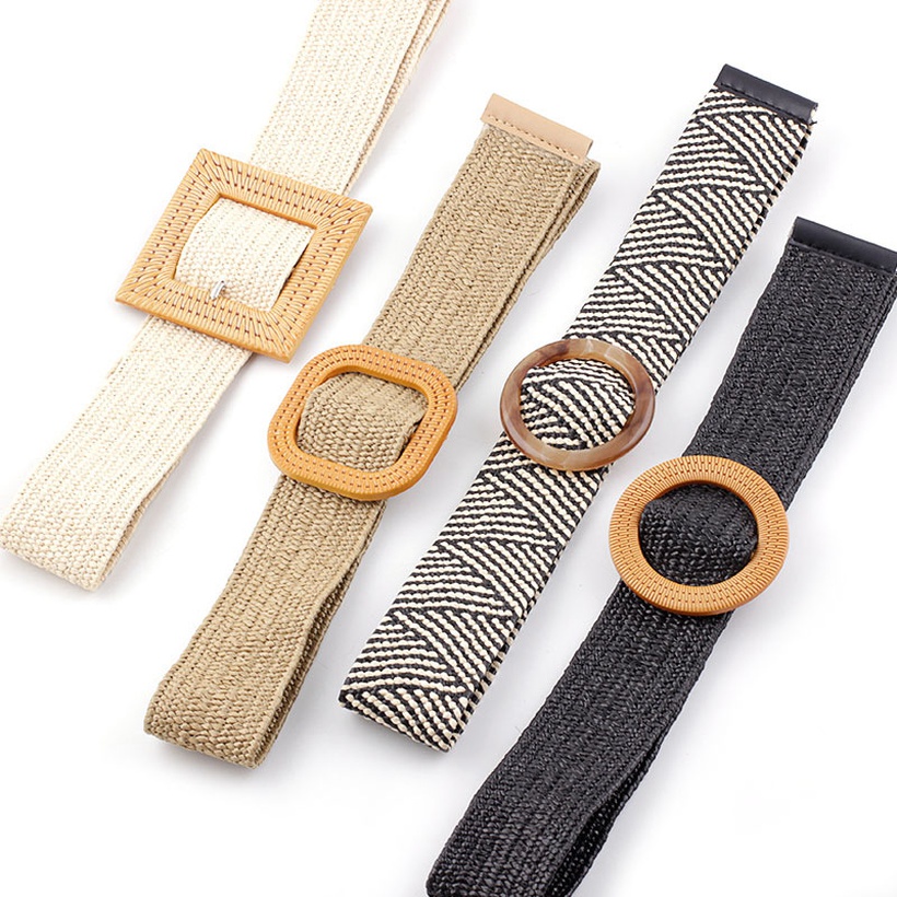 New PP straw woven round buckles fashion casual decoration allmatch ...