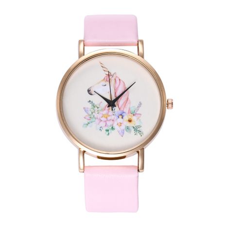New Rainbow Unicorn Pattern Watch Rose Gold Case Quartz Ladies Glossy Belt Watch's discount tags