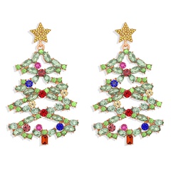 Weihnachten neue Baum eingelegte farbige Diamanten Mode All-Match-Damenohrringe