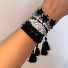 schwarzer Punk-Diamant handgefertigte Perlen gewebte sechszackige Stern Armband