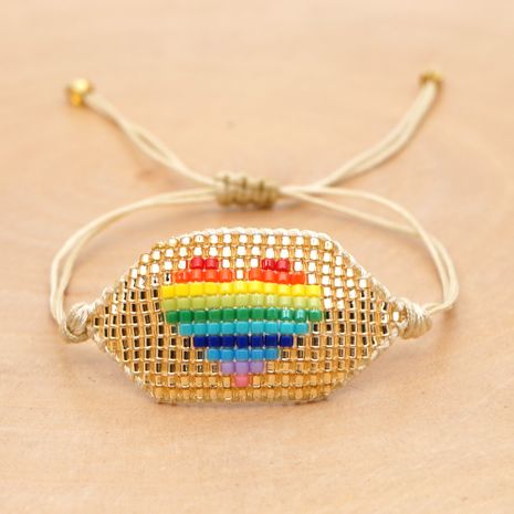 Simple rainbow gradient love gold wide bracelet's discount tags
