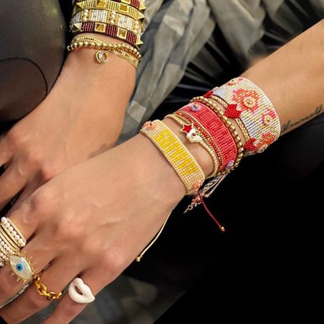 Miyuki rice beads woven love letter bracelet's discount tags