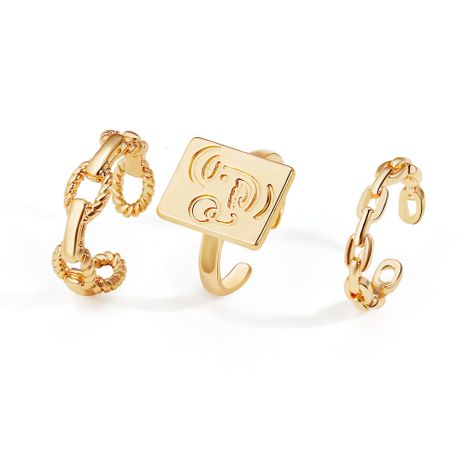 Korean golden smiley face twist woven ring's discount tags