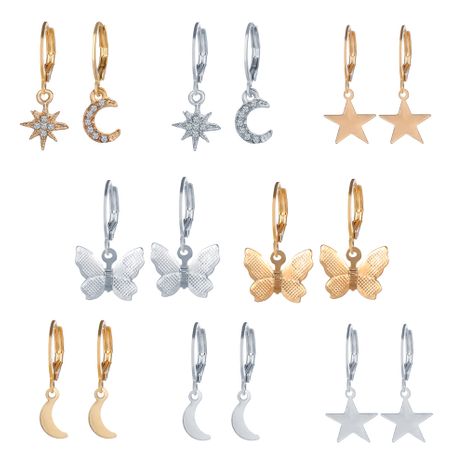 creative butterfly alloy earrings 8-piece set's discount tags