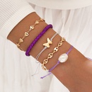 Purple  Pig Nose Chain Imitation Shaped Pearl Butterfly  Hand Rope Heart Bracelet 5 Piece Setpicture8