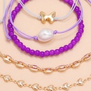 Purple  Pig Nose Chain Imitation Shaped Pearl Butterfly  Hand Rope Heart Bracelet 5 Piece Setpicture10