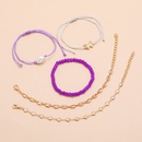 Purple  Pig Nose Chain Imitation Shaped Pearl Butterfly  Hand Rope Heart Bracelet 5 Piece Setpicture11