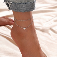 double-layer anklet alloy peach heart love peach heart-shaped double-layer bracelet