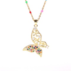 micro-inlaid zircon necklace color butterfly pendant necklace