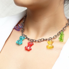 colorful resin bear pendant necklace