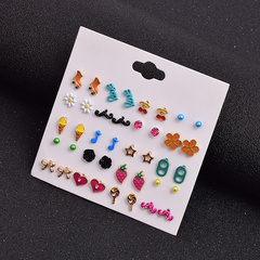 Niedliche einfache koreanische Farbe Ohrringe gesetzt
