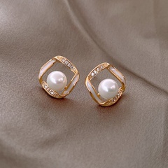 925 Silber Nadel einfache Perle neue trendige Ohrringe