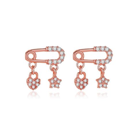New sweet copper inlaid zircon pin earrings's discount tags