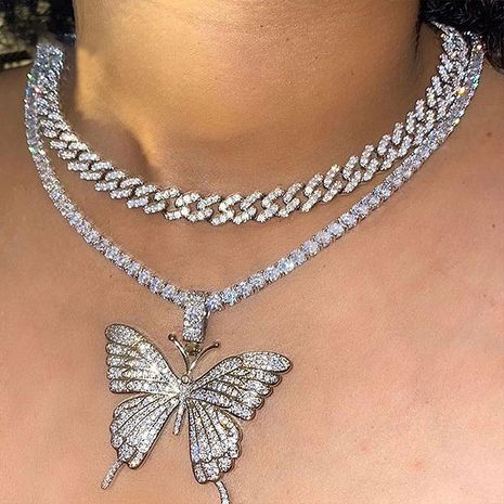 collier de diamants exagérés grand papillon double épaisseur's discount tags