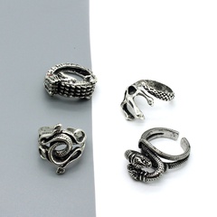 retro punk gothic eagle claw lizard snake open ring